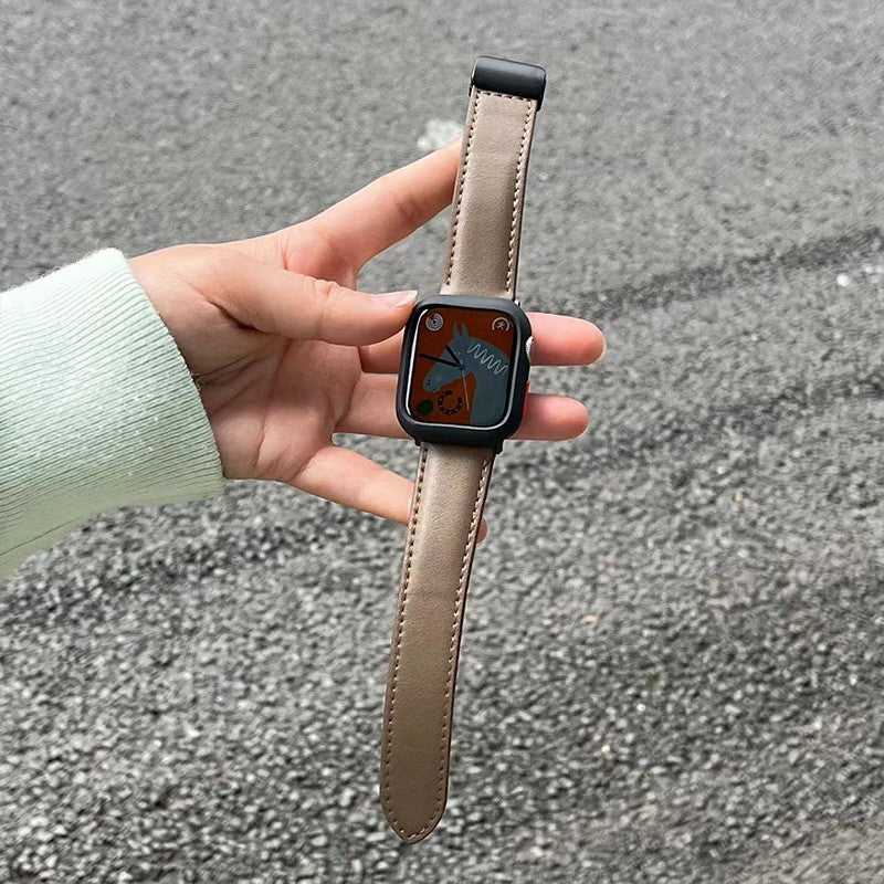 For Apple Watch Ultra 2 / Ultra 49mm / 9 8 7 45mm / 6 5 4 SE (2022) SE (2023) SE 44mm / 3 2 1 42mm Strap Magnetic Buckle PU Watch Band - Dark Brown