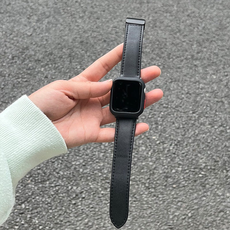 For Apple Watch Ultra 2 / Ultra 49mm / 9 8 7 45mm / 6 5 4 SE (2022) SE (2023) SE 44mm / 3 2 1 42mm Strap Magnetic Buckle PU Watch Band - Dark Brown