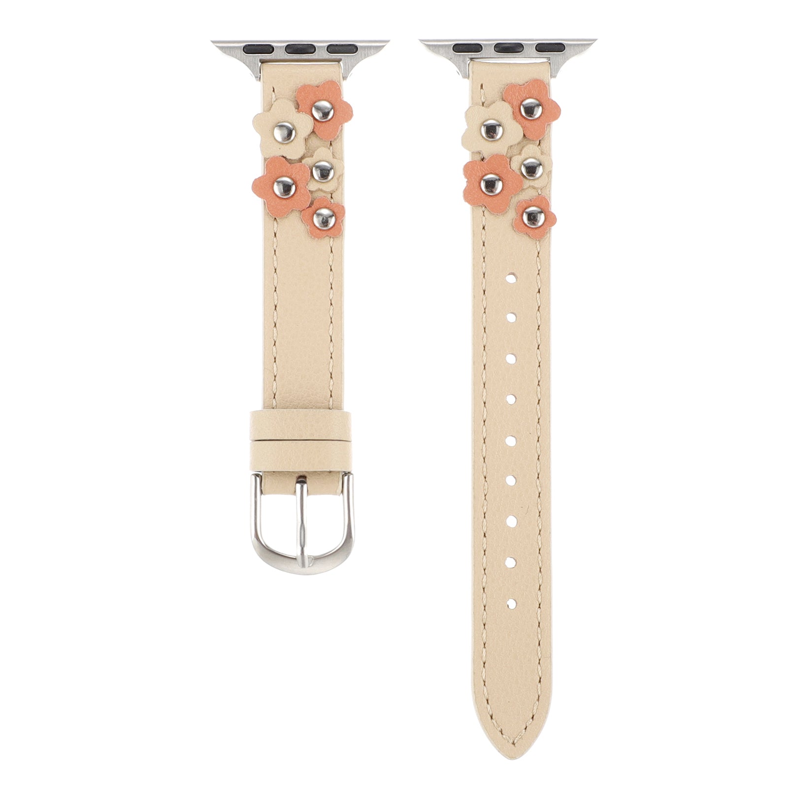 For Apple Watch Ultra 2 Ultra 49mm / Series 9 8 7 45mm / 6 5 4 SE SE (2022) 44mm / 3 2 1 42mm Watch Strap PU Leather Band - Apricot