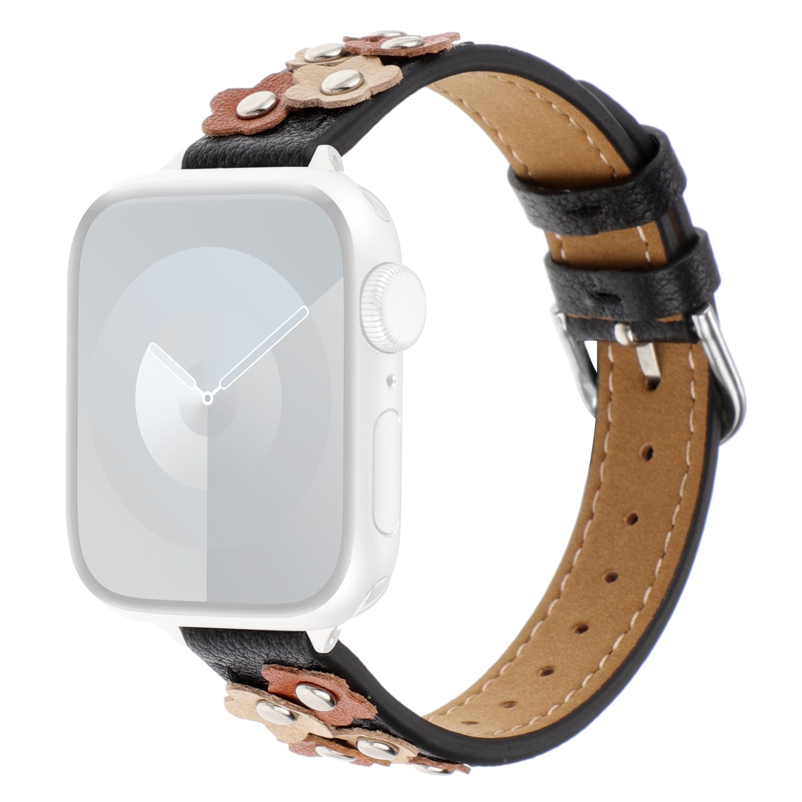 For Apple Watch Ultra 2 Ultra 49mm / Series 9 8 7 45mm / 6 5 4 SE SE (2022) 44mm / 3 2 1 42mm Watch Strap PU Leather Band - Apricot