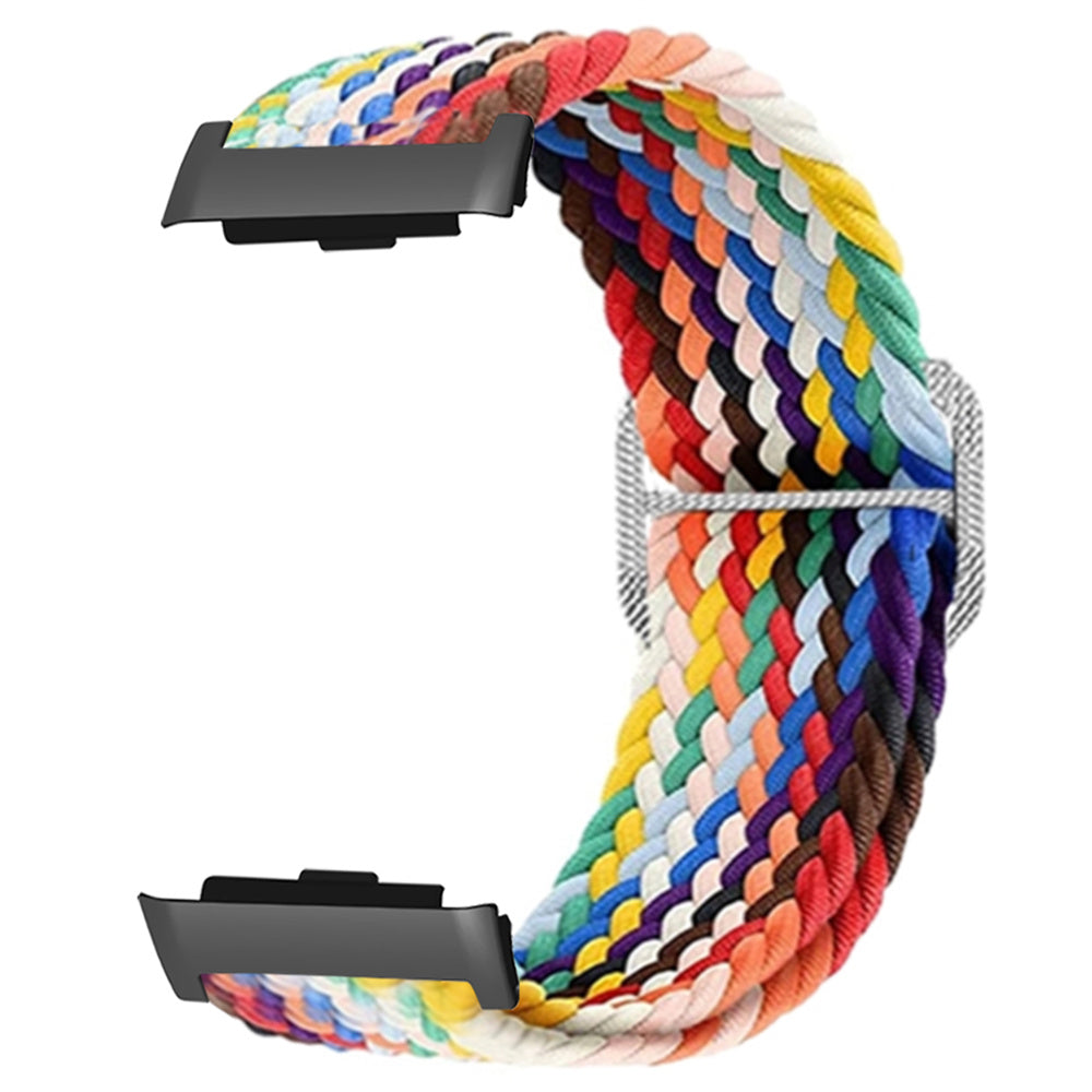 For Huawei Watch D Elastic Braided Nylon Watch Strap Adjustable Wrist Band - Rainbow