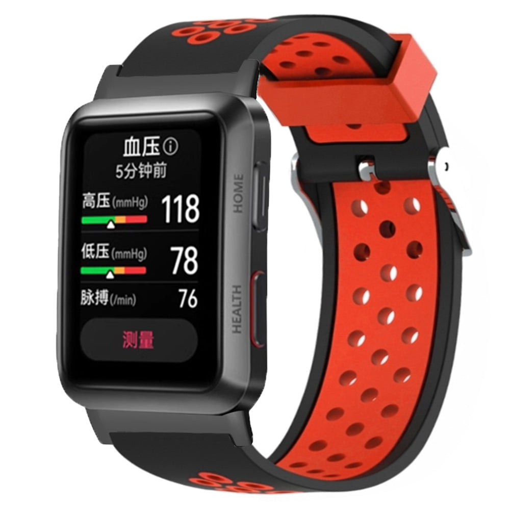 For Huawei Watch D Adjustable Silicone+Metal Watch Strap Breathable Band - Red