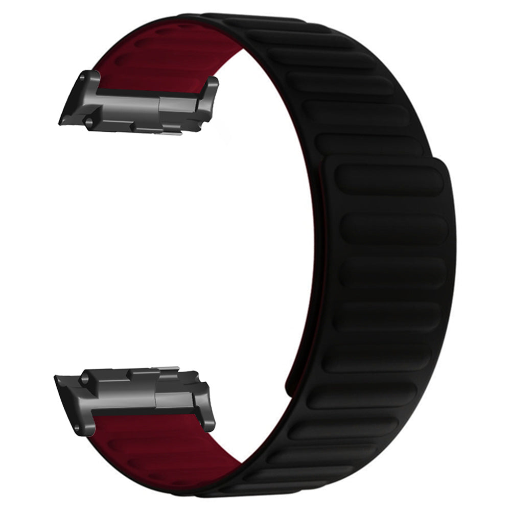 For Huawei Watch D Magnetic Adjustable Silicone+Metal Watch Strap Replacement - Black+Orange