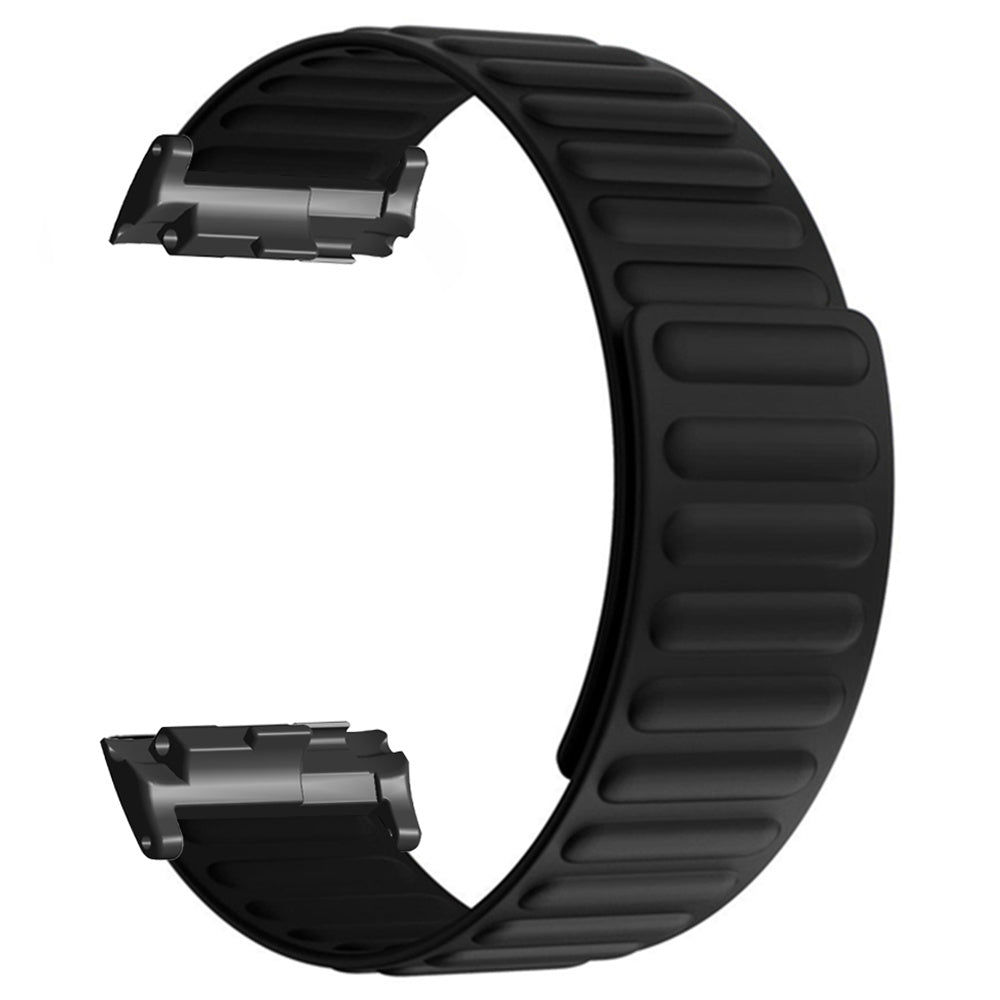 For Huawei Watch D Magnetic Adjustable Silicone+Metal Watch Strap Replacement - Black+Orange