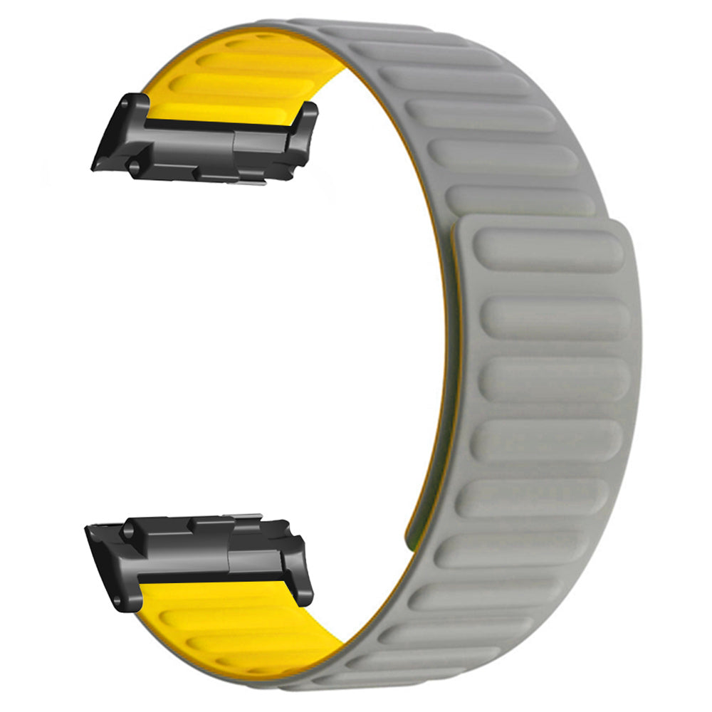 For Huawei Watch D Magnetic Adjustable Silicone+Metal Watch Strap Replacement - Black+Orange