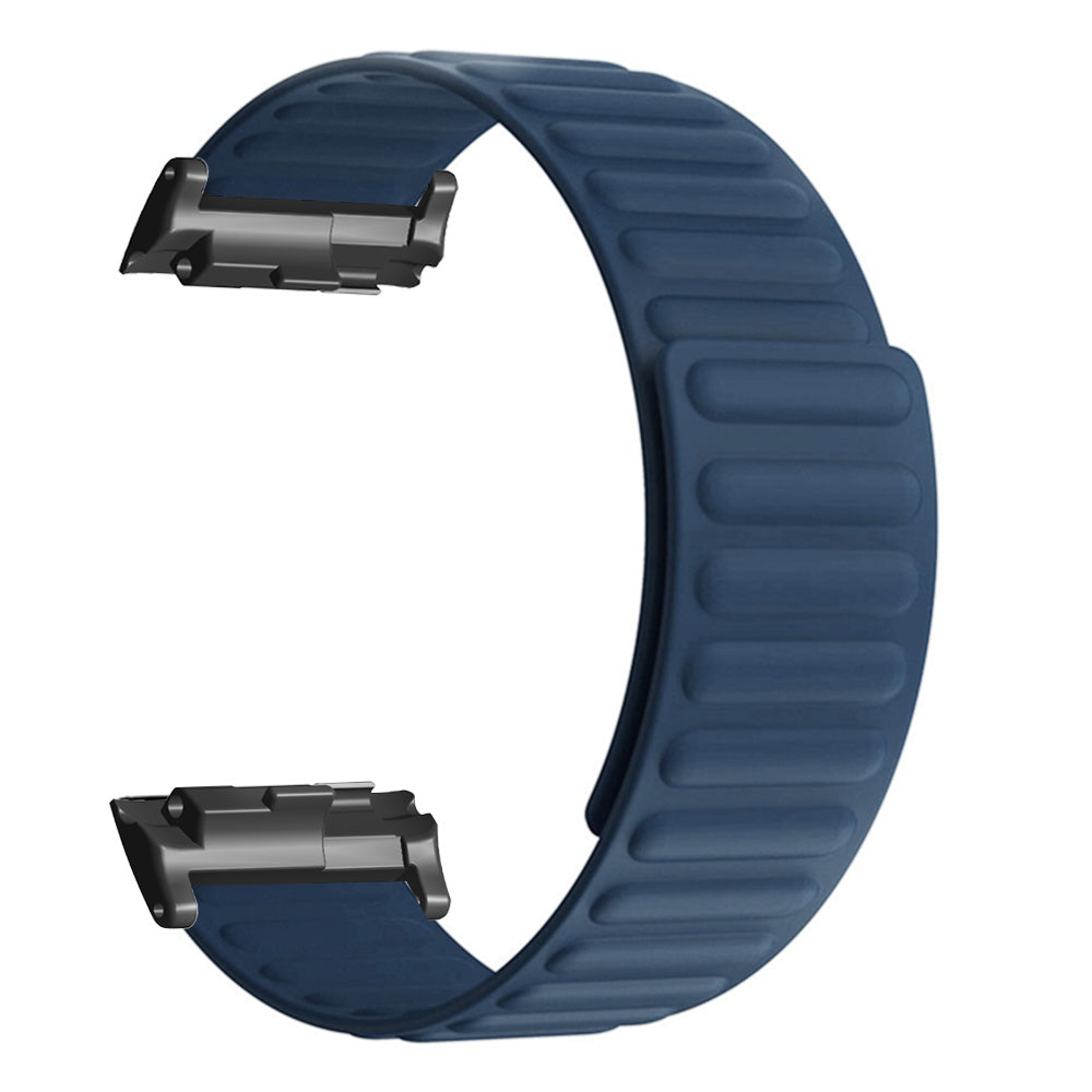 For Huawei Watch D Magnetic Adjustable Silicone+Metal Watch Strap Replacement - Black+Orange