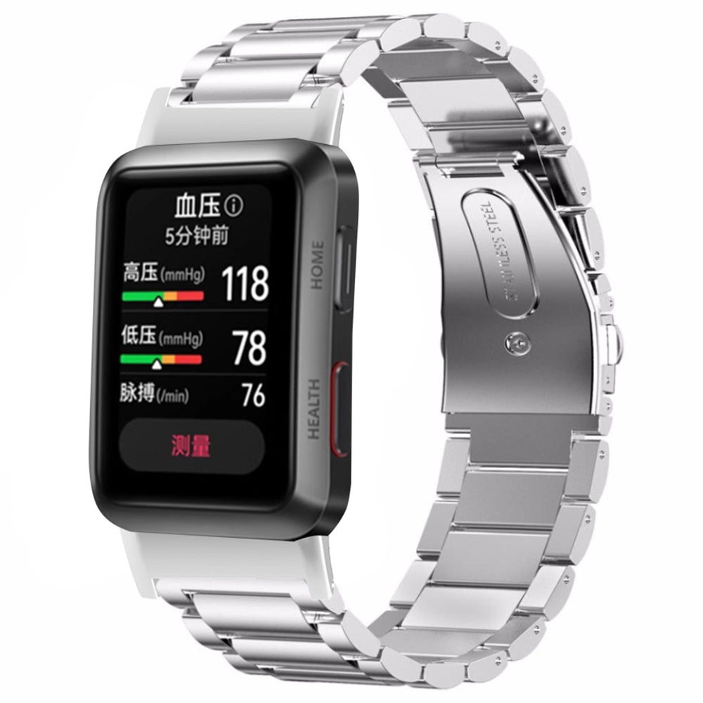 For Huawei Watch D Stainless Steel Watch Strap Buckle Design Wrist Band - Silver
