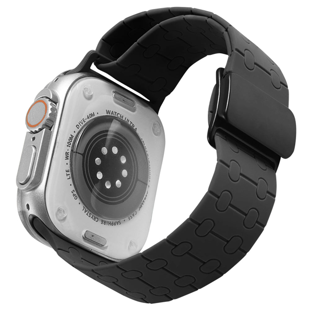 For Apple Watch Ultra 2 Ultra 49mm / Series 9 8 7 45mm / 6 5 4 SE (2022) SE (2023) SE 44mm / 3 2 1 42mm Liquid Silicone Strap - Black
