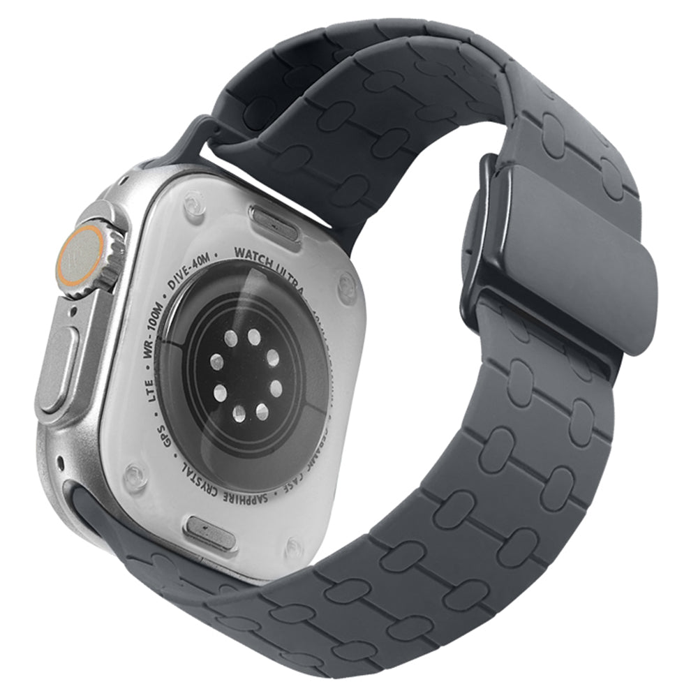 For Apple Watch Ultra 2 Ultra 49mm / Series 9 8 7 45mm / 6 5 4 SE (2022) SE (2023) SE 44mm / 3 2 1 42mm Liquid Silicone Strap - Black
