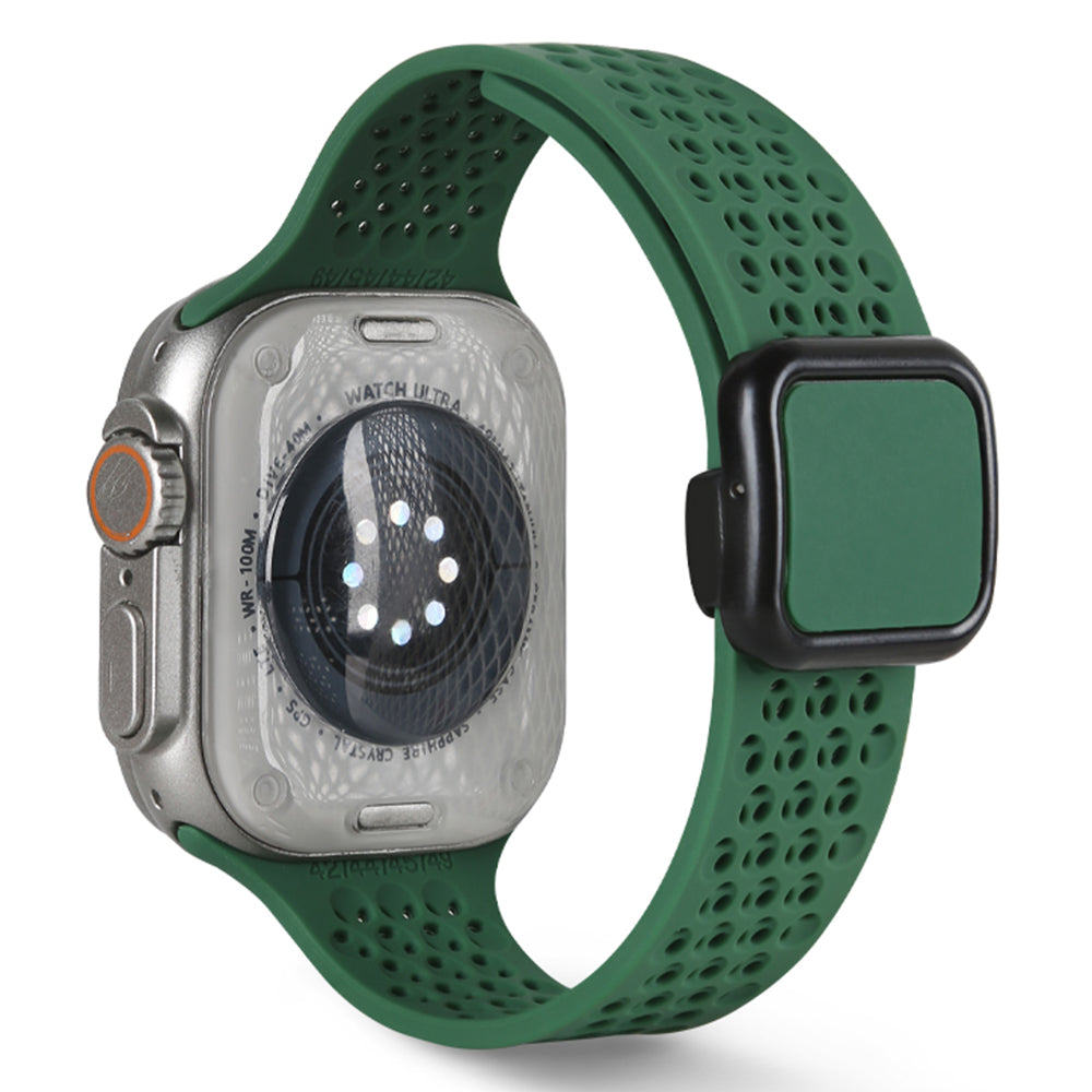 For Apple Watch Series 9 8 7 41mm / 6 5 4 SE (2023) SE (2022) SE 40mm / 3 2 1 38mm Magnetic Silicone Band - Blackish Green