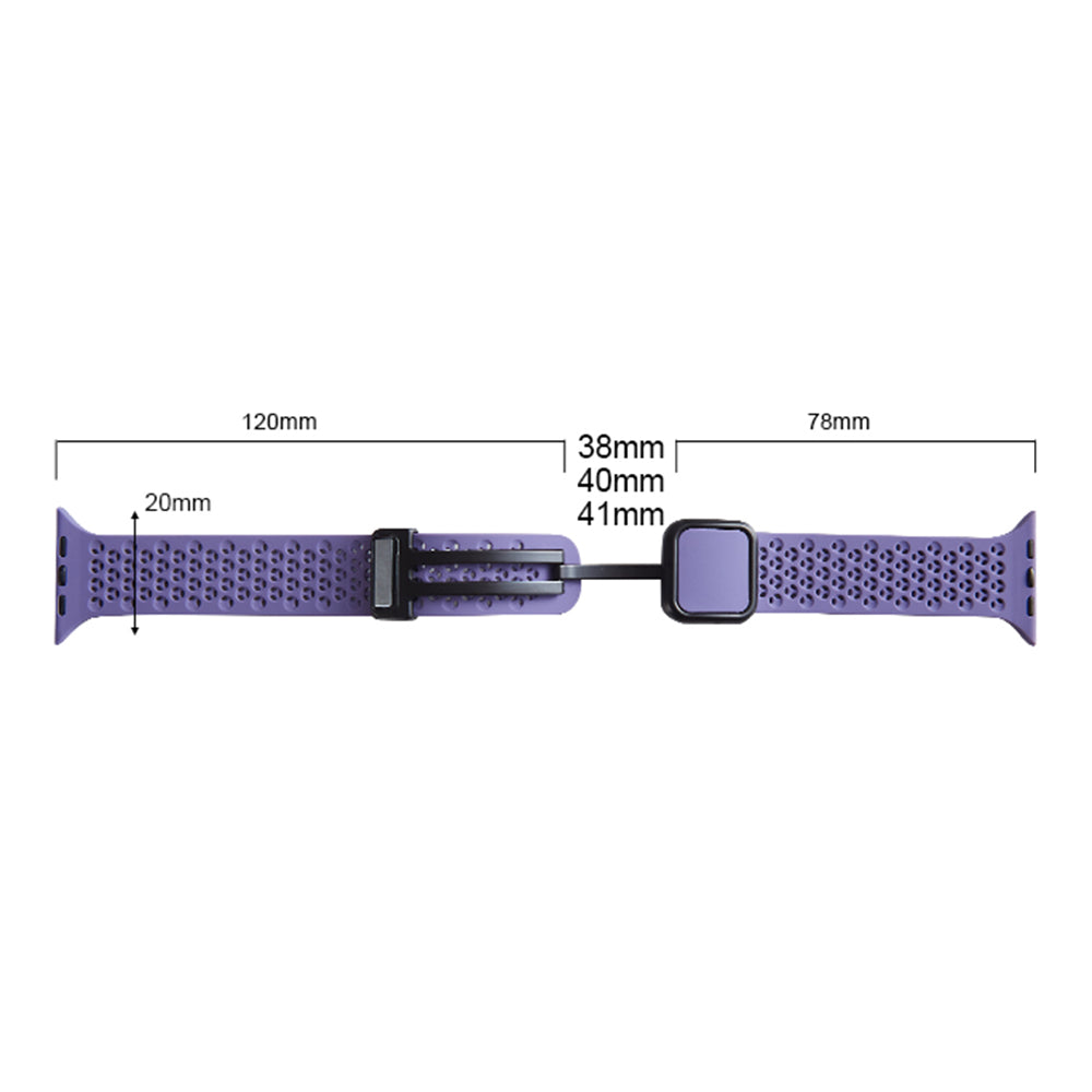 For Apple Watch Series 9 8 7 41mm / 6 5 4 SE (2023) SE (2022) SE 40mm / 3 2 1 38mm Magnetic Silicone Band - Blackish Green