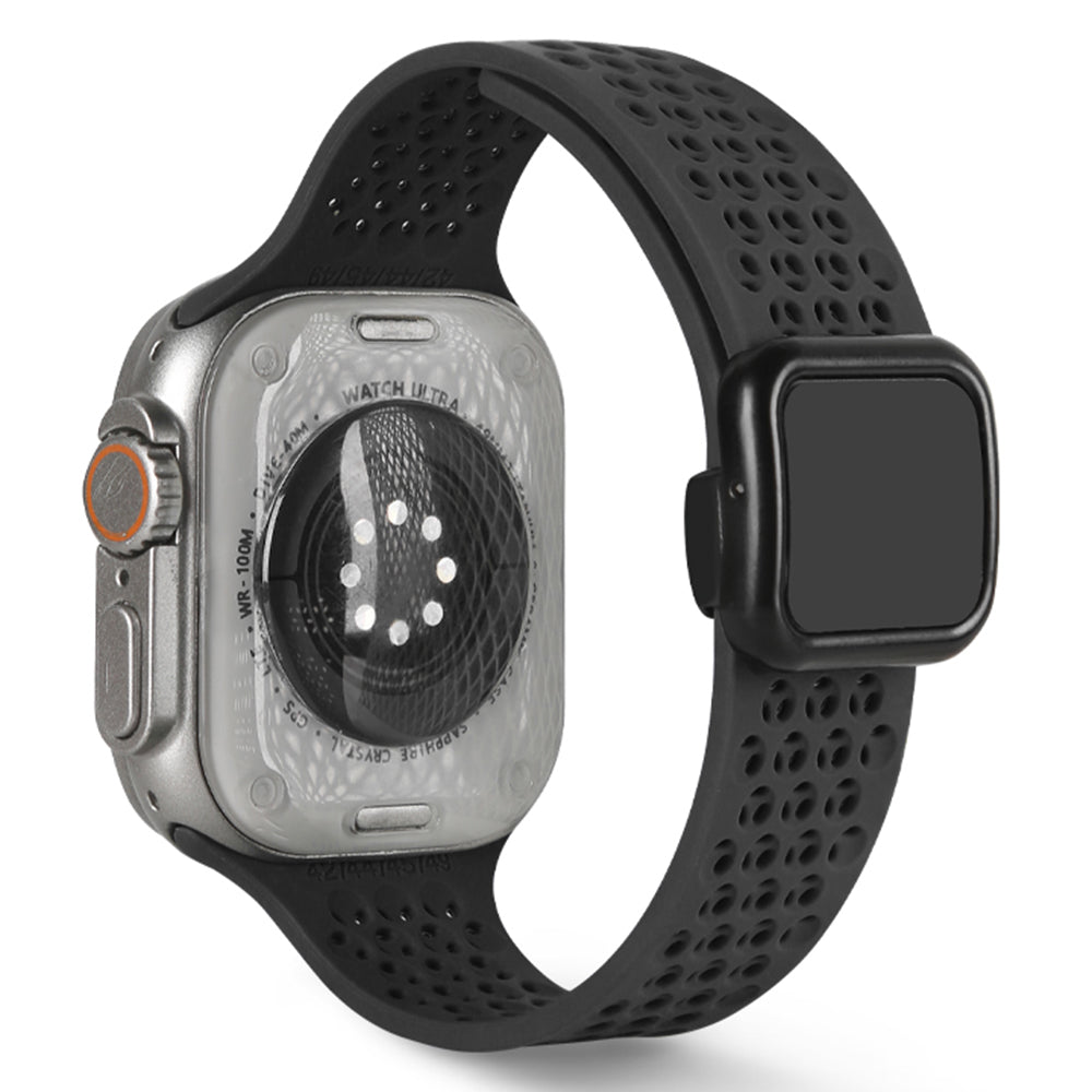 For Apple Watch Series 9 8 7 41mm / 6 5 4 SE (2023) SE (2022) SE 40mm / 3 2 1 38mm Magnetic Silicone Band - Blackish Green