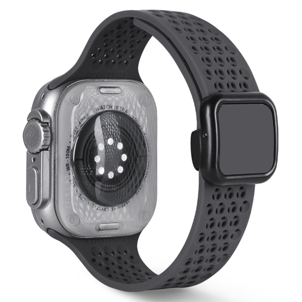 For Apple Watch Series 9 8 7 41mm / 6 5 4 SE (2023) SE (2022) SE 40mm / 3 2 1 38mm Magnetic Silicone Band - Blackish Green