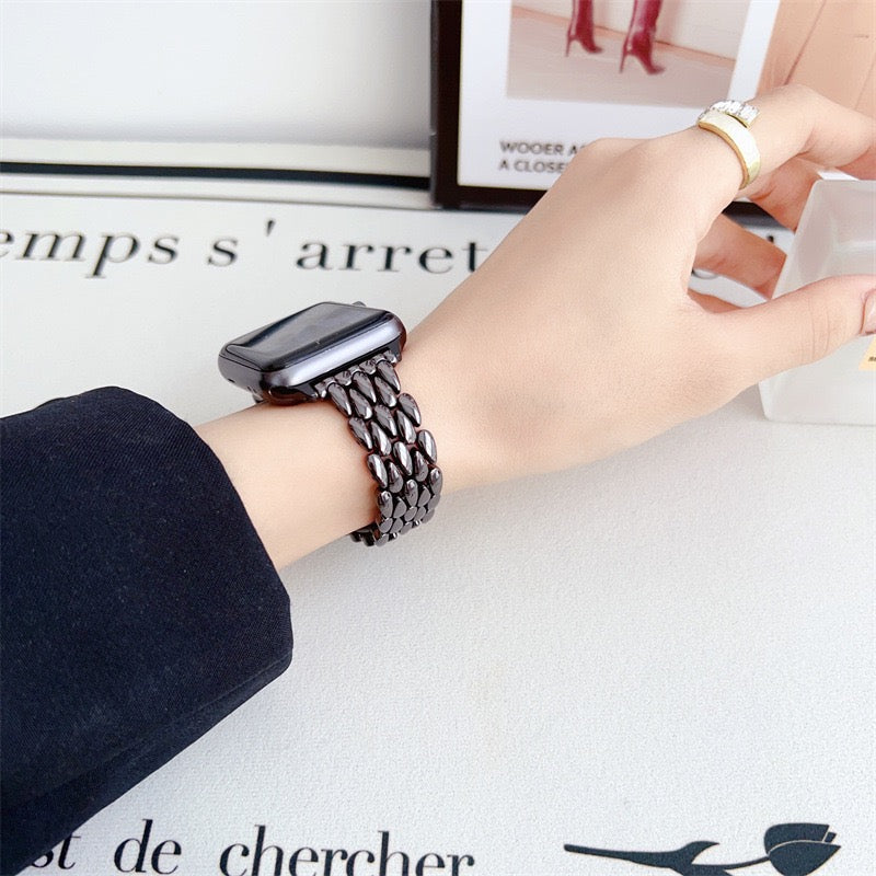 For Apple Watch Series 9 8 7 41mm / Series 6 5 4 SE (2022) SE (2023) SE 40mm / Series 3 2 1 38mm Zinc Alloy Wrist Strap - Black
