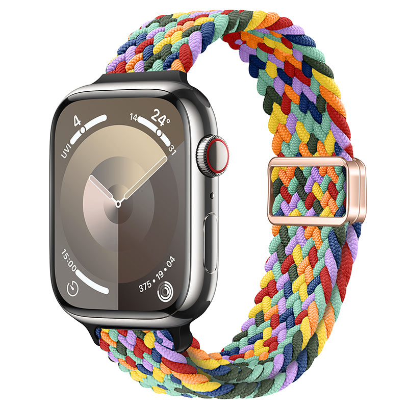 For Apple Watch Ultra 2 Ultra 49mm  /  9 8 7 45mm  /  SE (2023) SE (2022) SE 6 5 4 44mm  /  3 2 1 42mm Watch Strap Braided Nylon Band - W Texture+Colorful