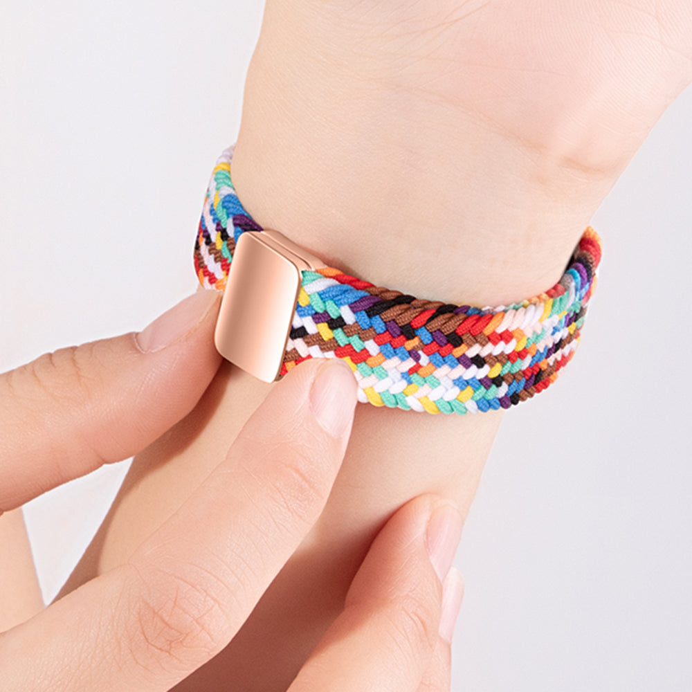 For Apple Watch Ultra 2 Ultra 49mm  /  9 8 7 45mm  /  SE (2023) SE (2022) SE 6 5 4 44mm  /  3 2 1 42mm Watch Strap Braided Nylon Band - W Texture+Colorful