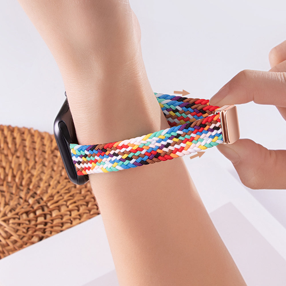For Apple Watch Ultra 2 Ultra 49mm  /  9 8 7 45mm  /  SE (2023) SE (2022) SE 6 5 4 44mm  /  3 2 1 42mm Watch Strap Braided Nylon Band - W Texture+Colorful