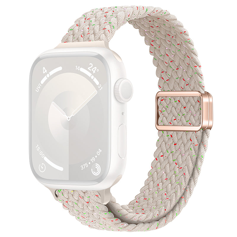 For Apple Watch Ultra 2 Ultra 49mm  /  9 8 7 45mm  /  SE (2023) SE (2022) SE 6 5 4 44mm  /  3 2 1 42mm Watch Strap Braided Nylon Band - W Texture+Colorful