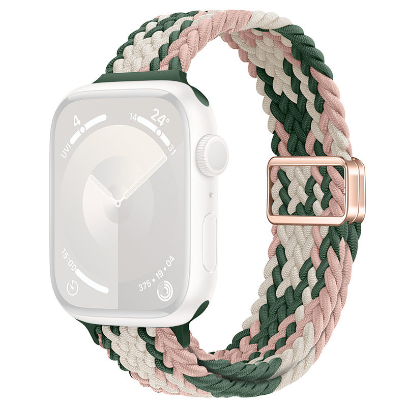 For Apple Watch Ultra 2 Ultra 49mm  /  9 8 7 45mm  /  SE (2023) SE (2022) SE 6 5 4 44mm  /  3 2 1 42mm Watch Strap Braided Nylon Band - W Texture+Colorful