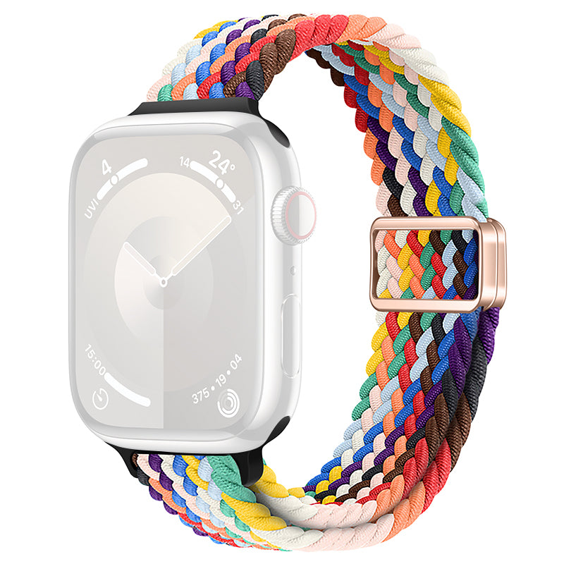 For Apple Watch Ultra 2 Ultra 49mm  /  9 8 7 45mm  /  SE (2023) SE (2022) SE 6 5 4 44mm  /  3 2 1 42mm Watch Strap Braided Nylon Band - W Texture+Colorful