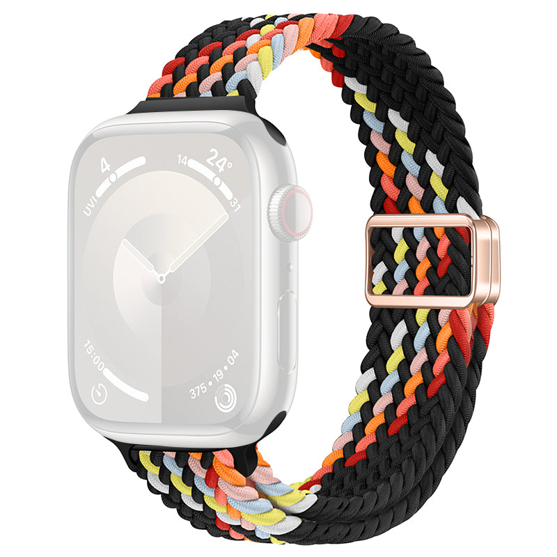 For Apple Watch Ultra 2 Ultra 49mm  /  9 8 7 45mm  /  SE (2023) SE (2022) SE 6 5 4 44mm  /  3 2 1 42mm Watch Strap Braided Nylon Band - W Texture+Colorful