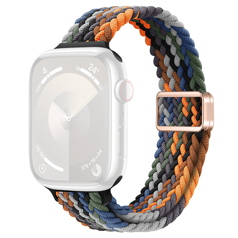 For Apple Watch Ultra 2 Ultra 49mm  /  9 8 7 45mm  /  SE (2023) SE (2022) SE 6 5 4 44mm  /  3 2 1 42mm Watch Strap Braided Nylon Band - W Texture+Colorful