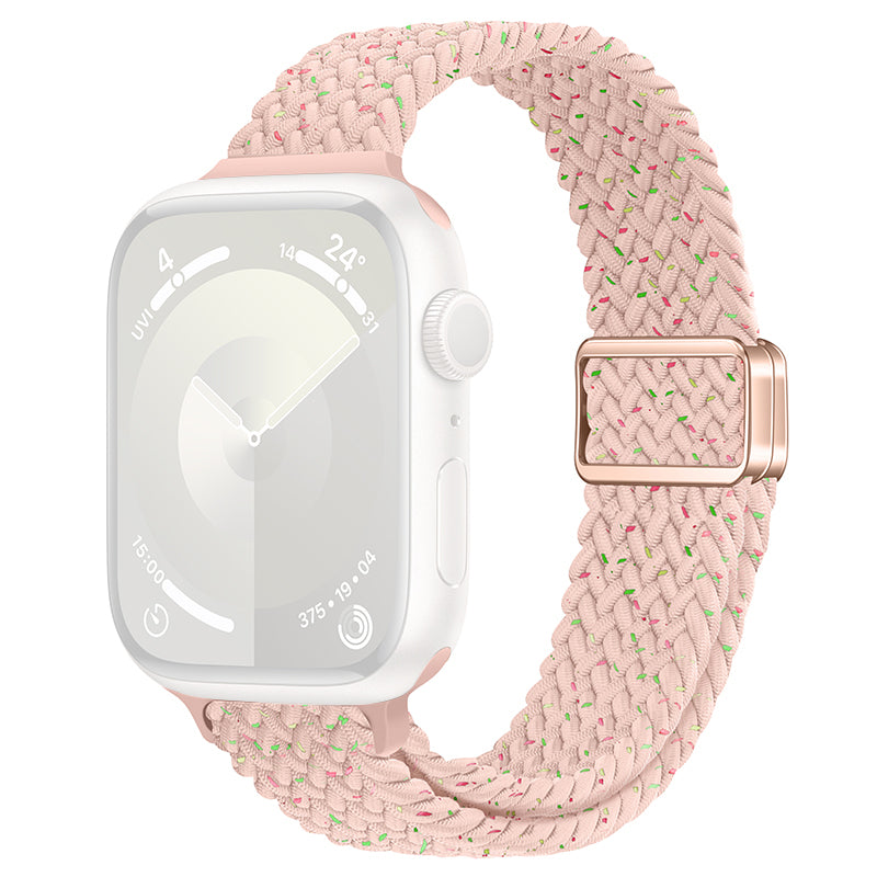 For Apple Watch Ultra 2 Ultra 49mm  /  9 8 7 45mm  /  SE (2023) SE (2022) SE 6 5 4 44mm  /  3 2 1 42mm Watch Strap Braided Nylon Band - W Texture+Colorful