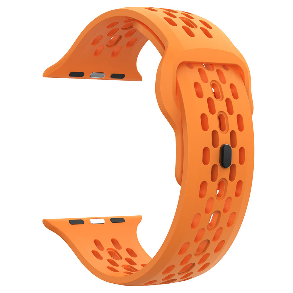 For Apple Watch Ultra 2 Ultra 49mm  /  9 8 7 45mm  /  SE (2023) SE (2022) SE 6 5 4 44mm  /  3 2 1 42mm Watch Band Fluoro Rubber Wrist Strap - Orange