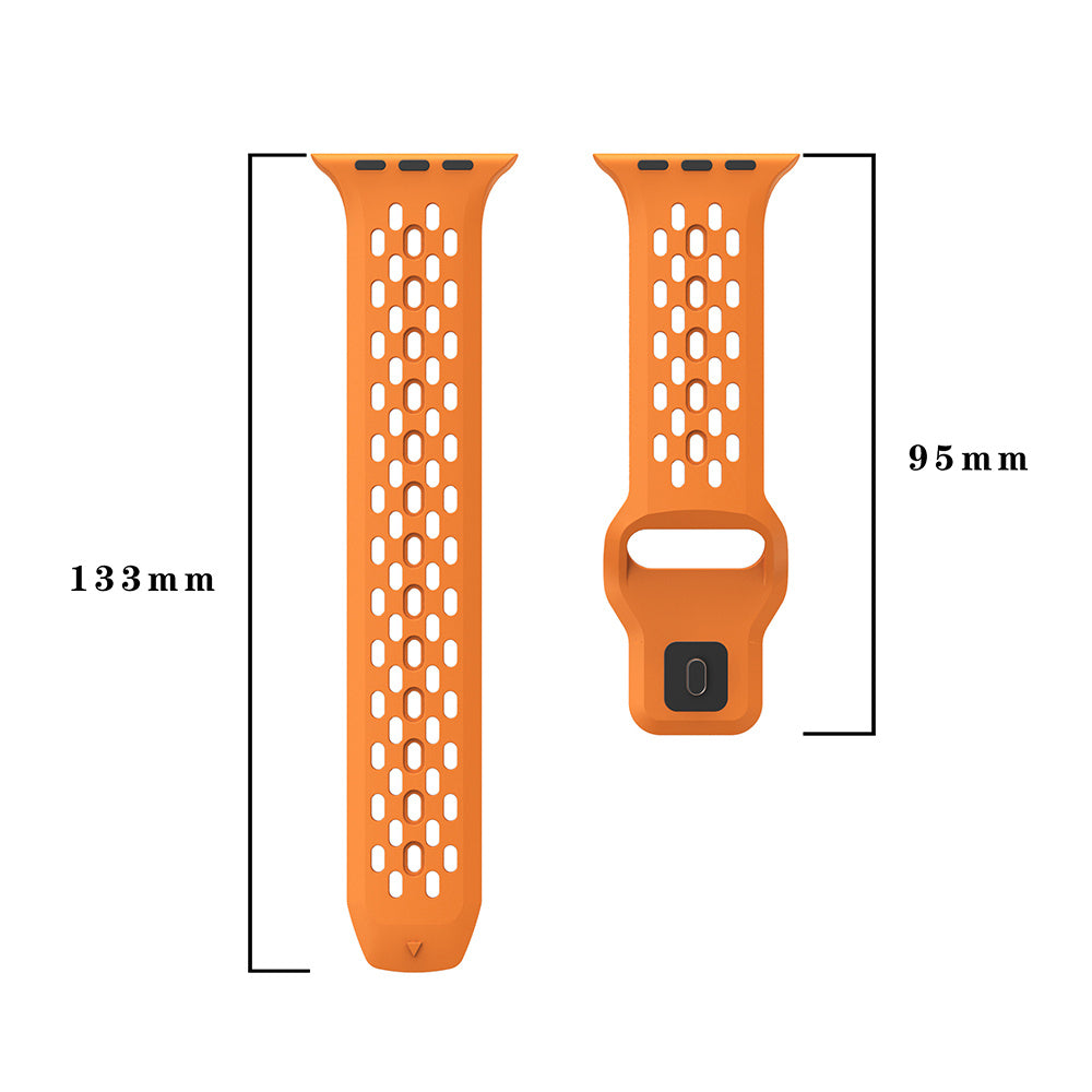 For Apple Watch Ultra 2 Ultra 49mm  /  9 8 7 45mm  /  SE (2023) SE (2022) SE 6 5 4 44mm  /  3 2 1 42mm Watch Band Fluoro Rubber Wrist Strap - Orange