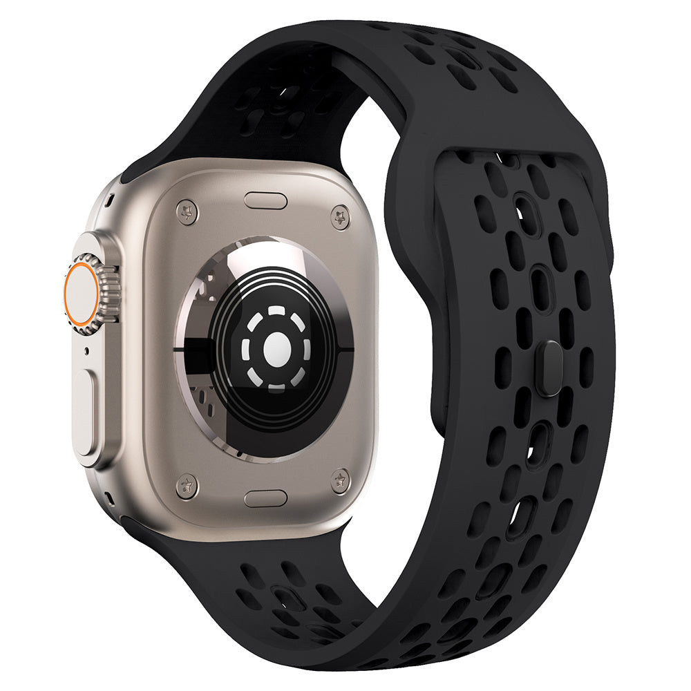 For Apple Watch Ultra 2 Ultra 49mm  /  9 8 7 45mm  /  SE (2023) SE (2022) SE 6 5 4 44mm  /  3 2 1 42mm Watch Band Fluoro Rubber Wrist Strap - Orange
