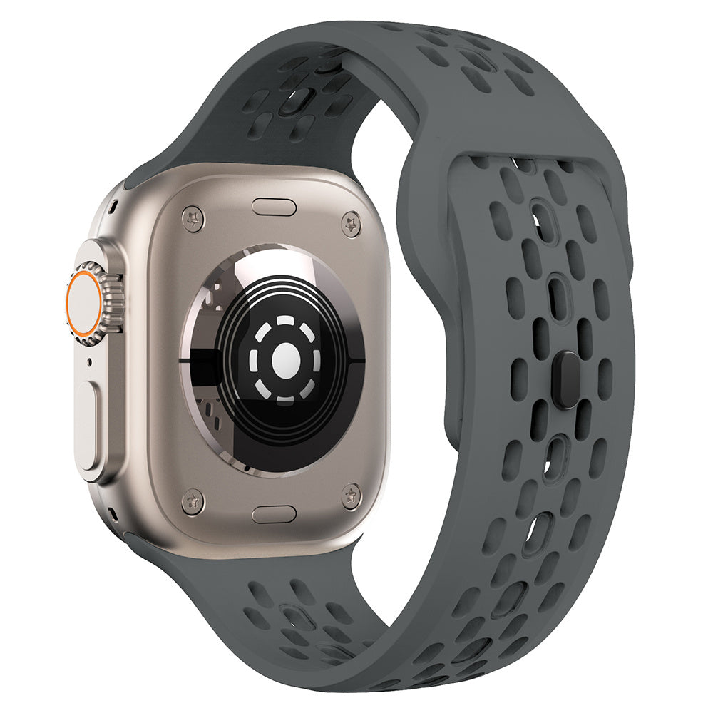 For Apple Watch Ultra 2 Ultra 49mm  /  9 8 7 45mm  /  SE (2023) SE (2022) SE 6 5 4 44mm  /  3 2 1 42mm Watch Band Fluoro Rubber Wrist Strap - Orange