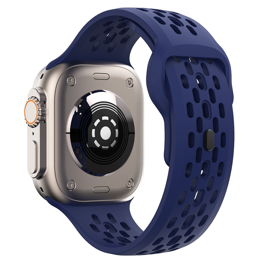 For Apple Watch Ultra 2 Ultra 49mm  /  9 8 7 45mm  /  SE (2023) SE (2022) SE 6 5 4 44mm  /  3 2 1 42mm Watch Band Fluoro Rubber Wrist Strap - Orange