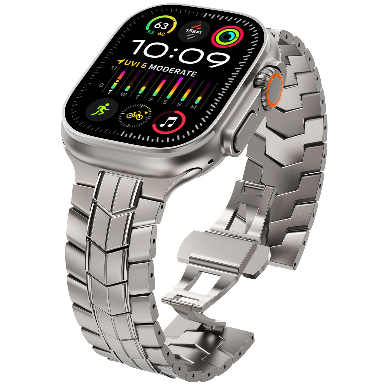 For Apple Watch Ultra 2 Ultra 49mm / 9 8 7 45mm / 6 5 4 SE (2022) SE (2023) SE 44mm  /  3 2 1 42mm Titanium Alloy Watch Strap