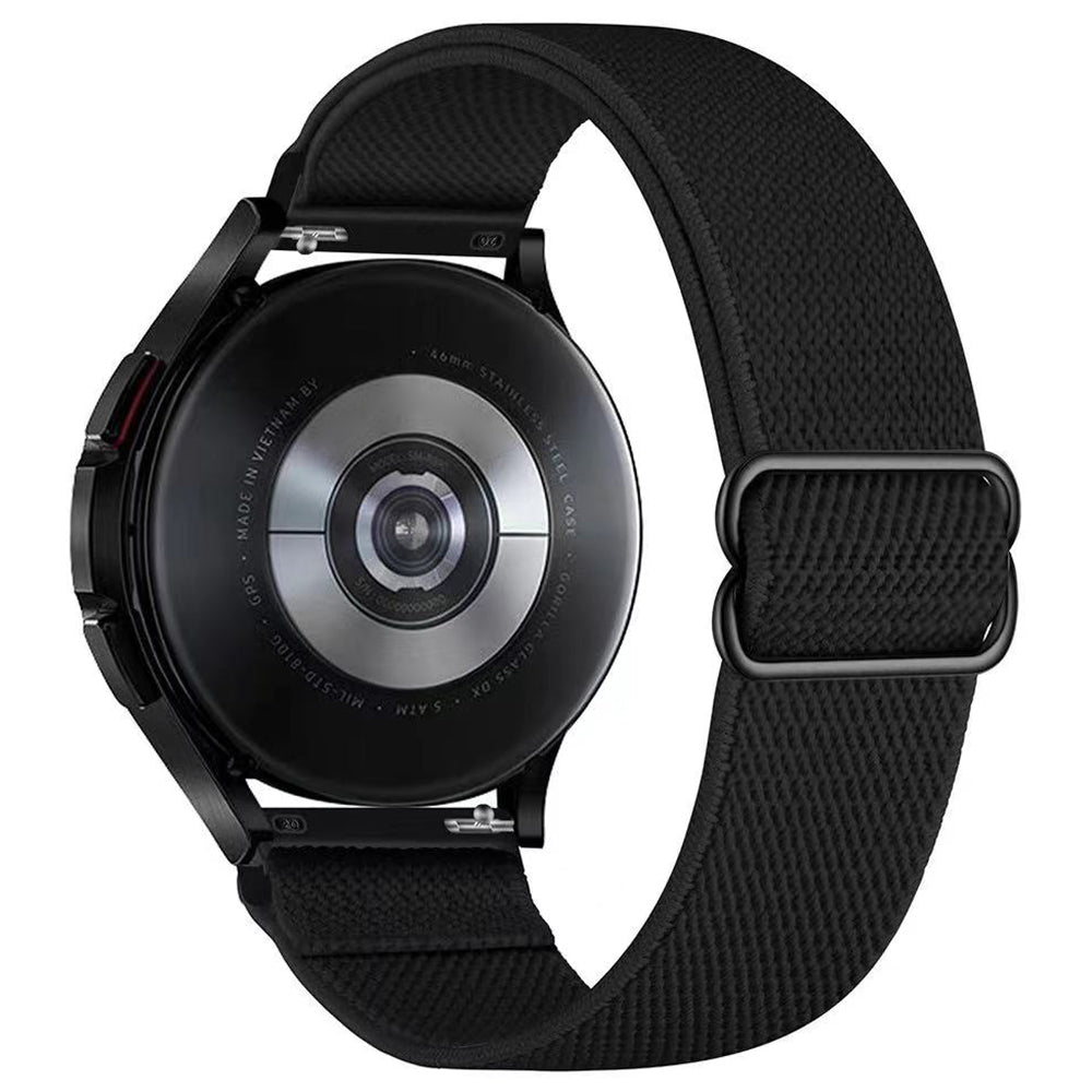 For Samsung Galaxy Watch6 Classic 47mm 43mm Watch Strap 20mm Adjustable Nylon Wrist Band - Black