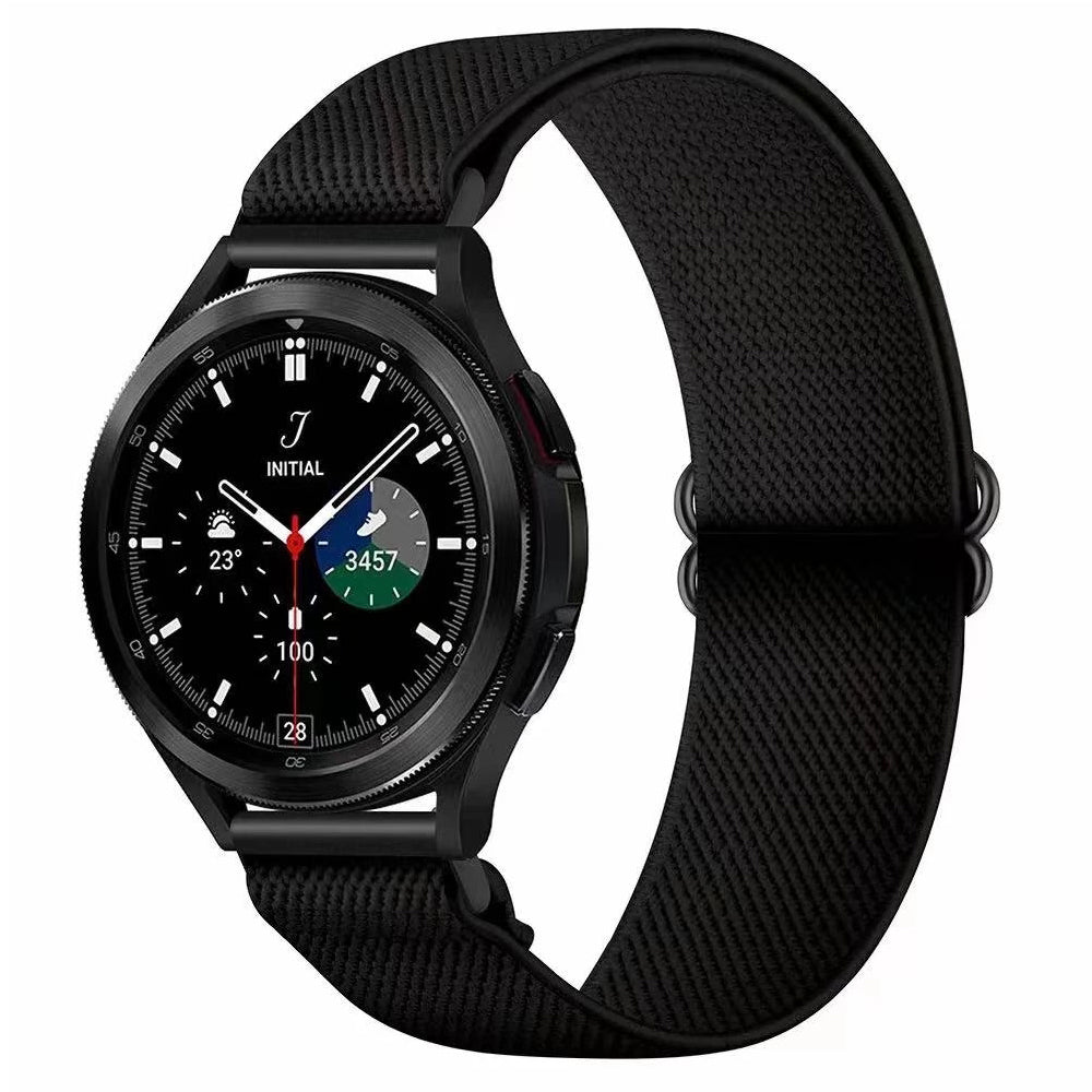 For Samsung Galaxy Watch6 Classic 47mm 43mm Watch Strap 20mm Adjustable Nylon Wrist Band - Black
