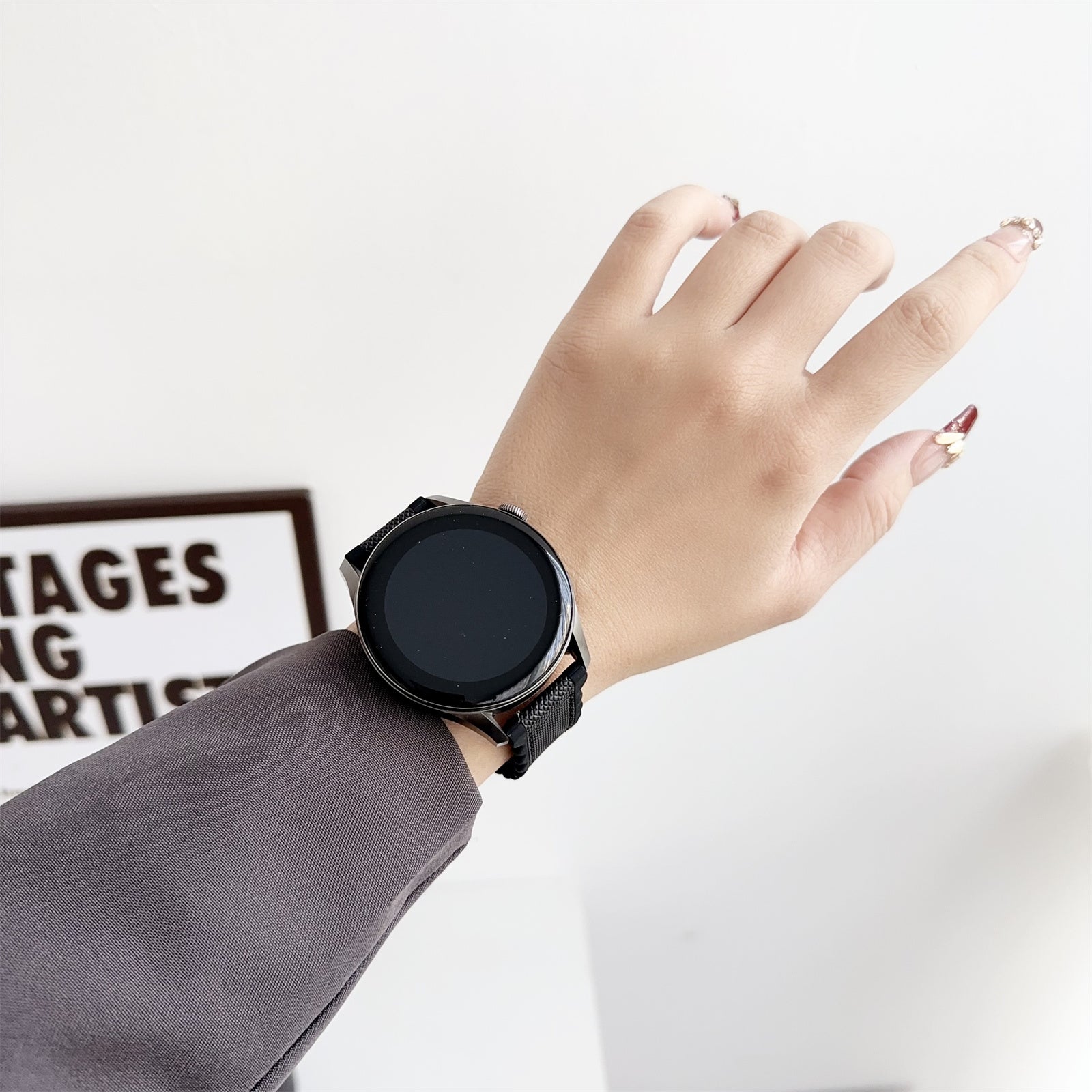 For Samsung Galaxy Watch6 Classic 47mm / 43mm Watch Strap 20mm Leather+Silicone Magnetic Watch Band - Black