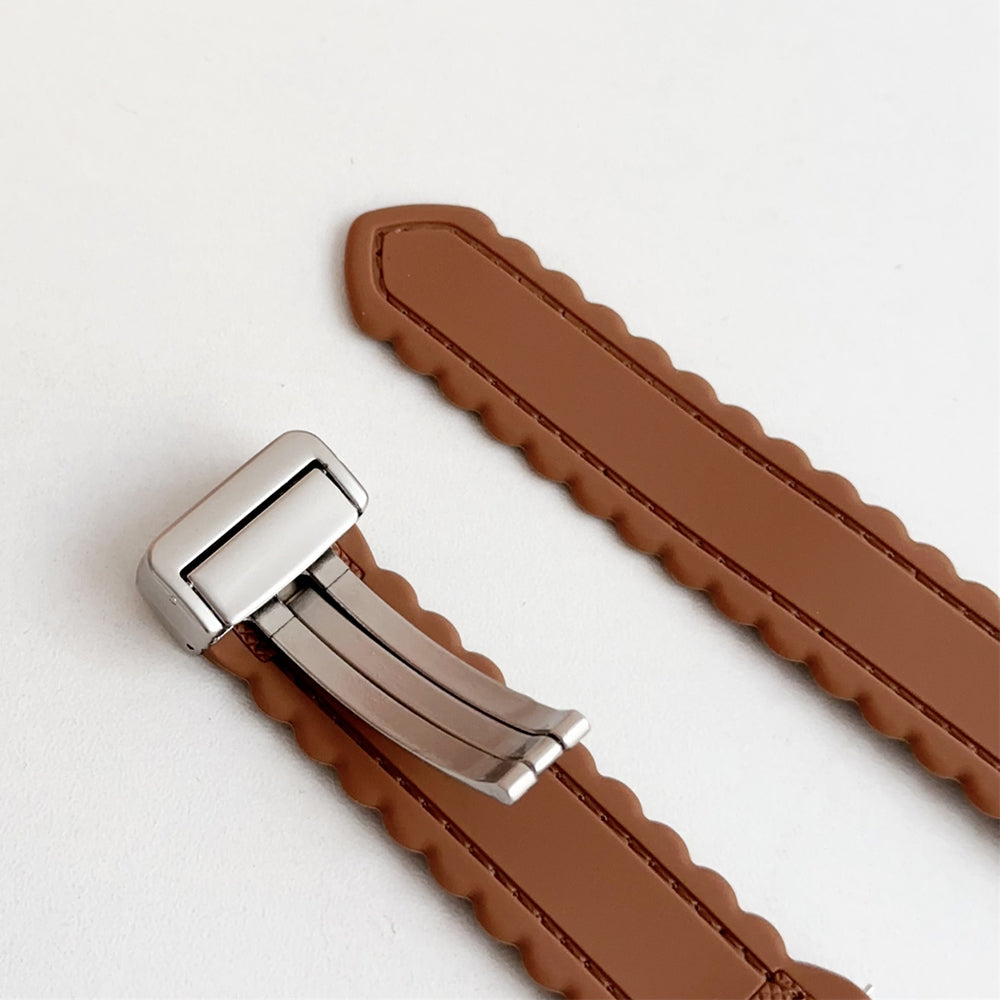 For Samsung Galaxy Watch6 Classic 47mm / 43mm Watch Strap 20mm Leather+Silicone Magnetic Watch Band - Black