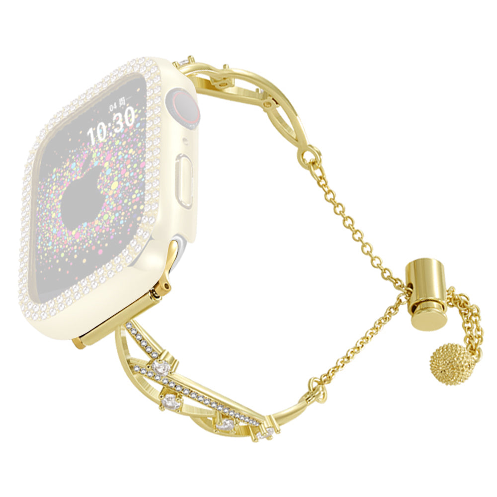 20mm Universal Smart Watch Rhinestone Decor Bracelet Copper Replacement Wrist Band - Black