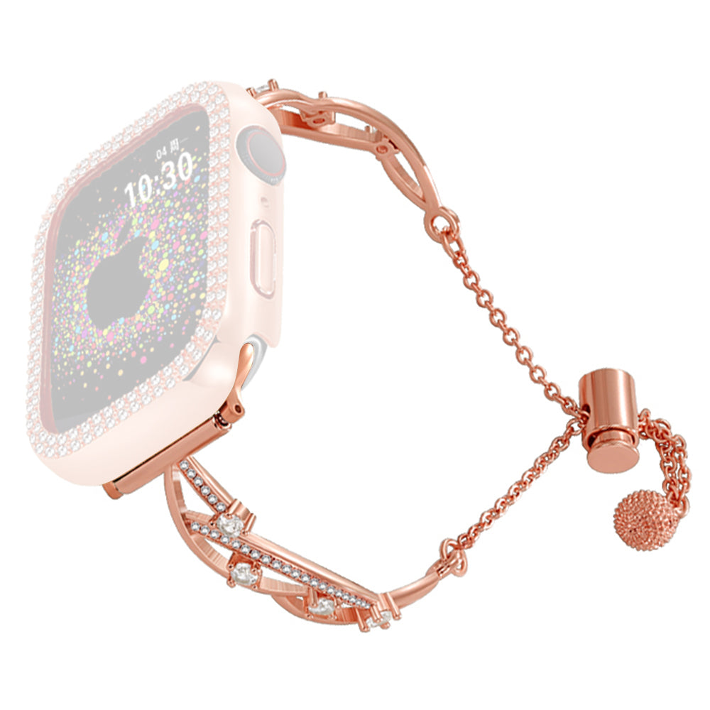 20mm Universal Smart Watch Rhinestone Decor Bracelet Copper Replacement Wrist Band - Black