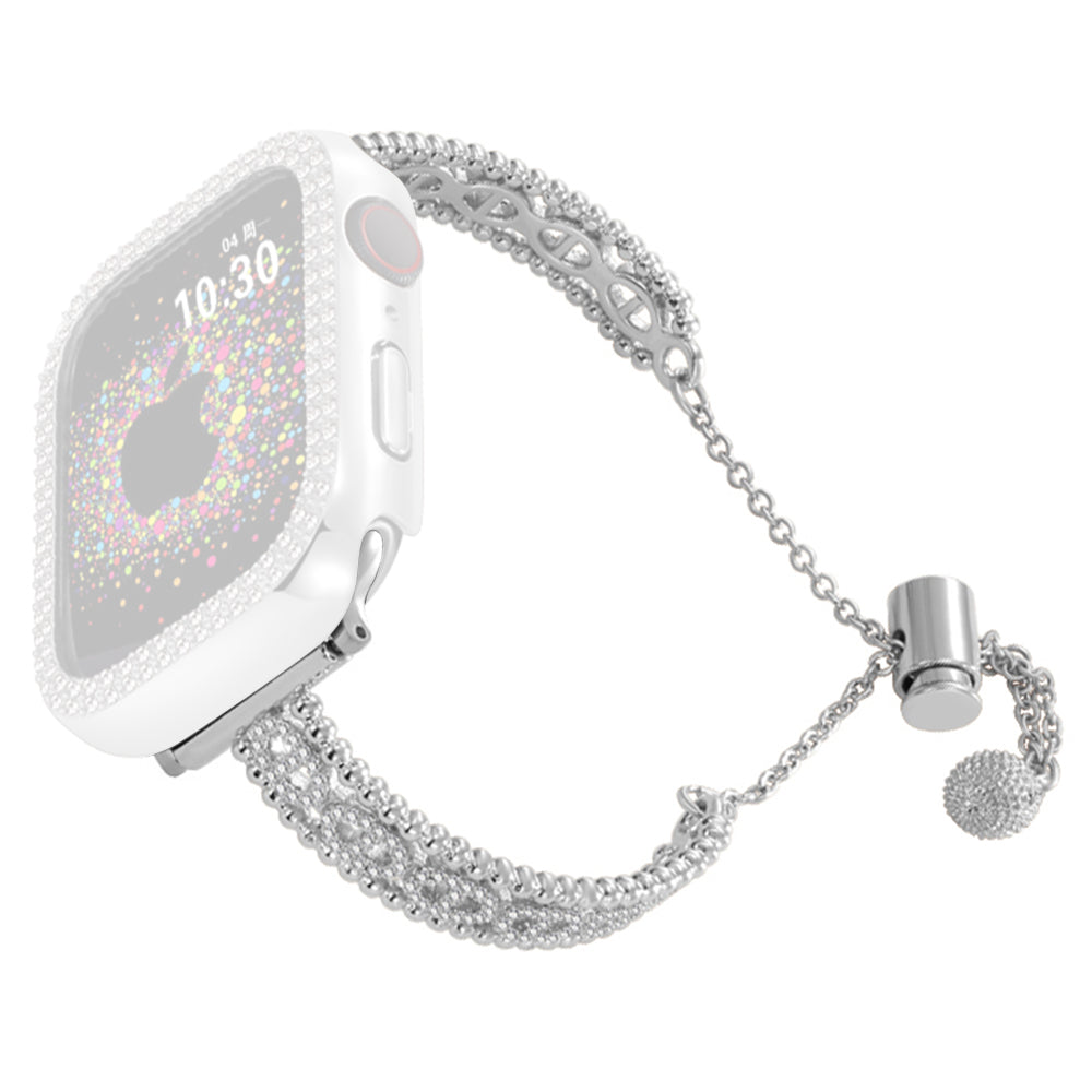 For Apple Watch Series 9 8 7 41mm / 6 5 4 SE (2022) SE (2023) SE 40mm / 3 2 1 38mm Rhinestone Copper Bracelet Strap - Black