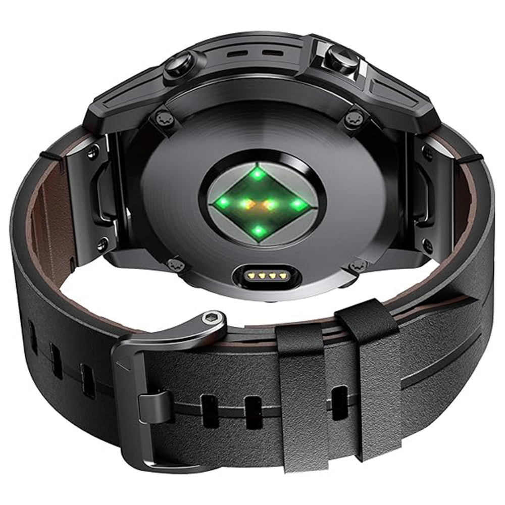 For Garmin Fenix 5 6 7 Instinc Instinc 2 Approach 22mm Soft Genuine Leather Watch Strap - Black