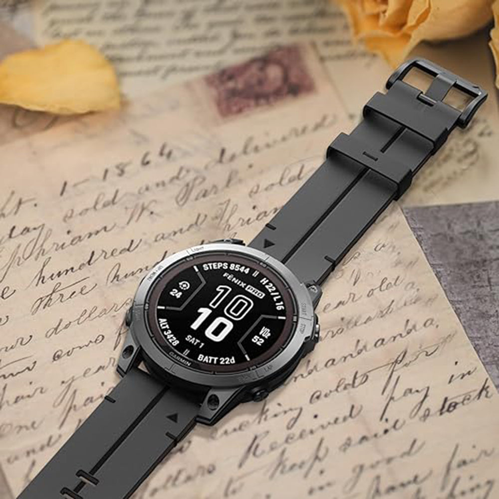 For Garmin Fenix 5 6 7 Instinc Instinc 2 Approach 22mm Soft Genuine Leather Watch Strap - Black