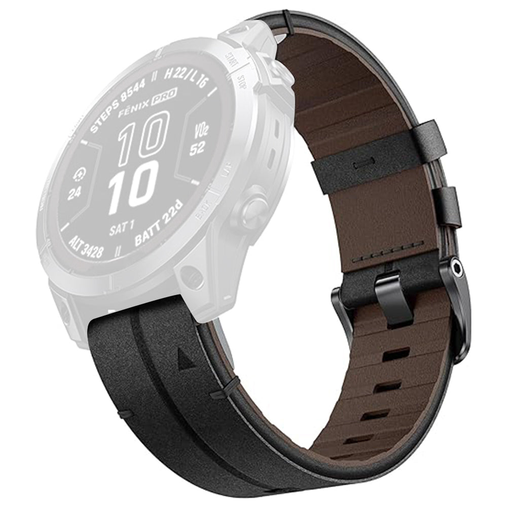 For Garmin Fenix 5X 6X 7X Pro Tactix Delta 26mm Genuine Leather Watch Strap Band Replacement - Black