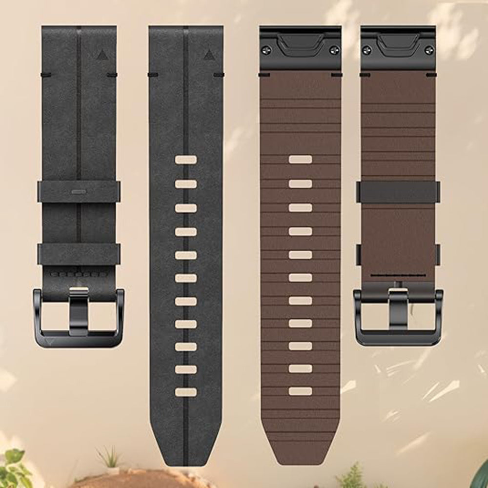 For Garmin Fenix 5X 6X 7X Pro Tactix Delta 26mm Genuine Leather Watch Strap Band Replacement - Black