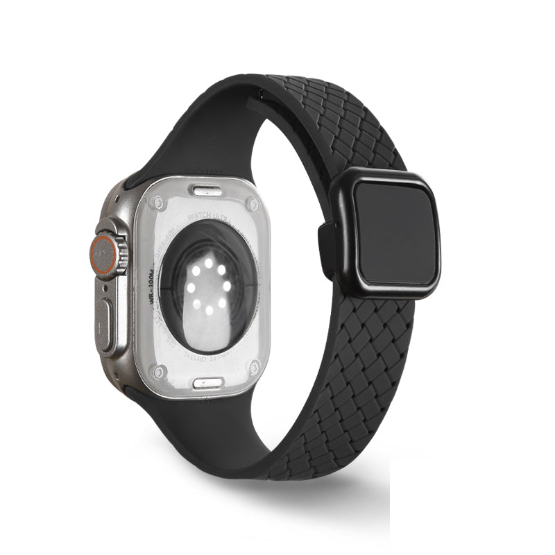 For Apple Watch Ultra 2 Ultra 49mm  /  Series 9 8 7 45mm  /  6 5 4 SE (2022) SE (2023) SE 44mm  /  3 2 1 42mm Silicone Wrist Strap - Black