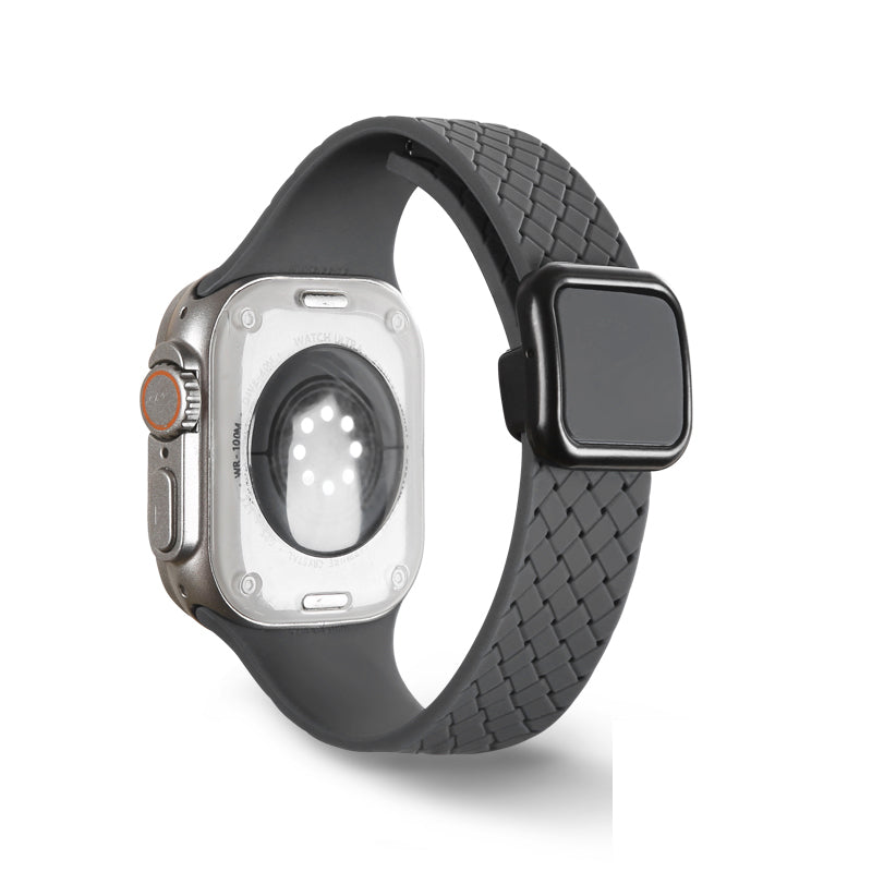 For Apple Watch Ultra 2 Ultra 49mm  /  Series 9 8 7 45mm  /  6 5 4 SE (2022) SE (2023) SE 44mm  /  3 2 1 42mm Silicone Wrist Strap - Black