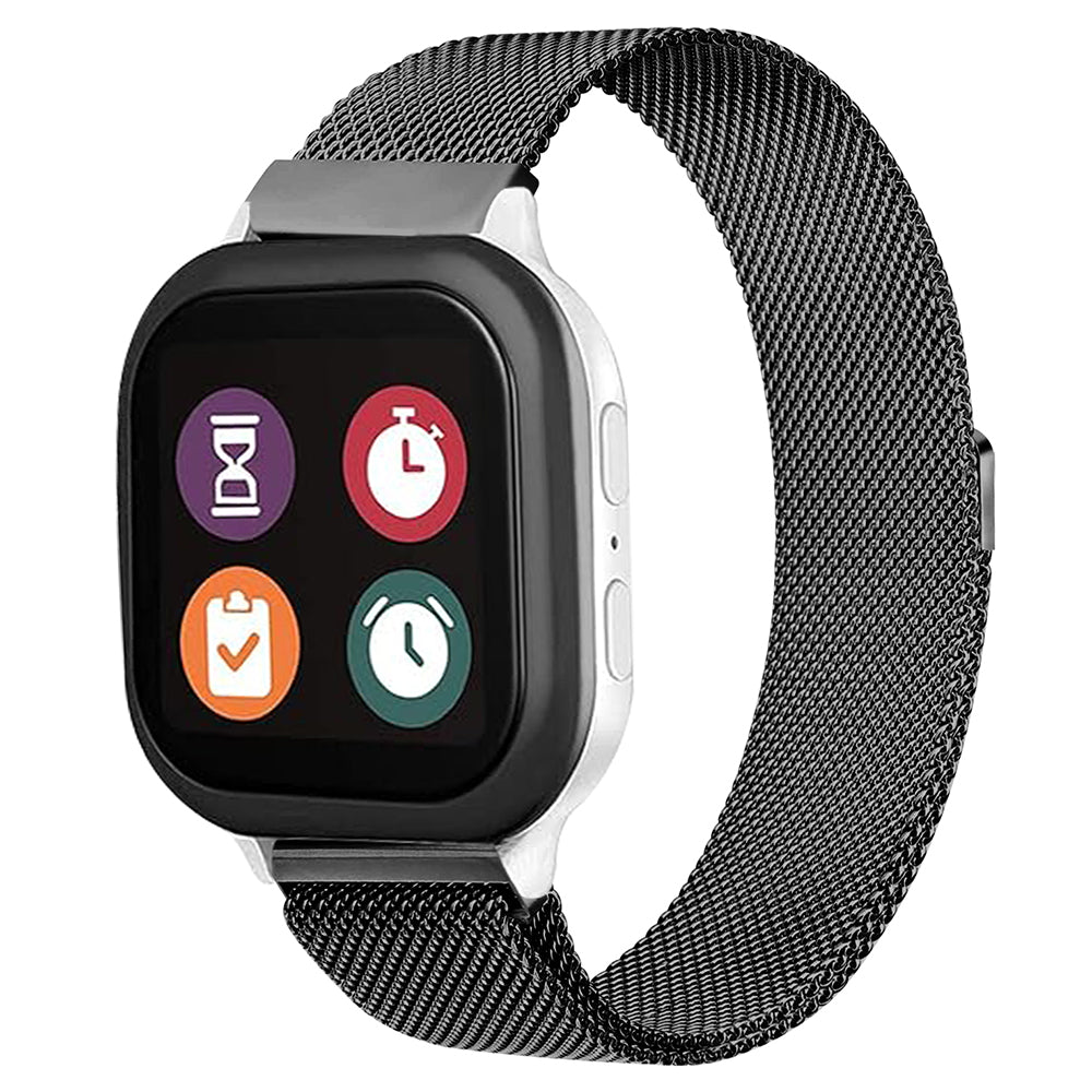For Verizon GizmoWatch Disney Edition Stainless Steel Wrist Band Magnetic Milanese Watch Strap - Black