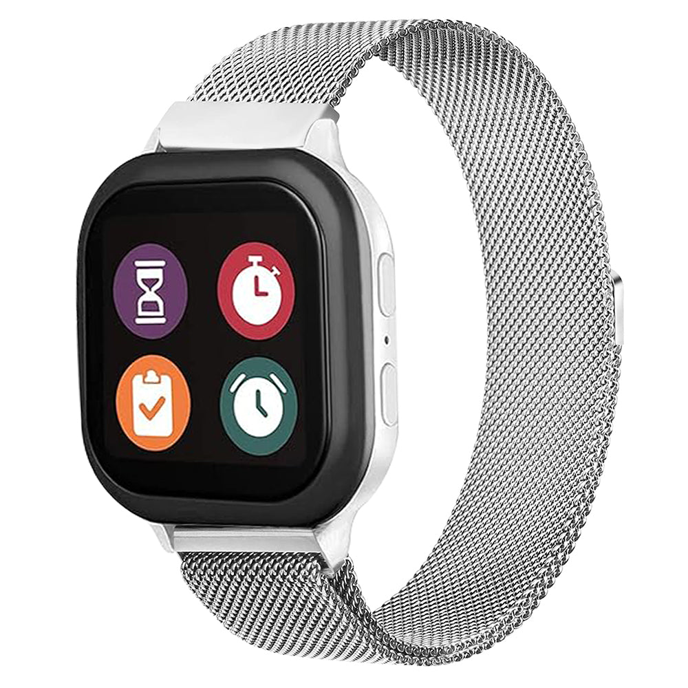 For Verizon GizmoWatch Disney Edition Stainless Steel Replacement Band Magnetic Milanese Watch Strap - Silver