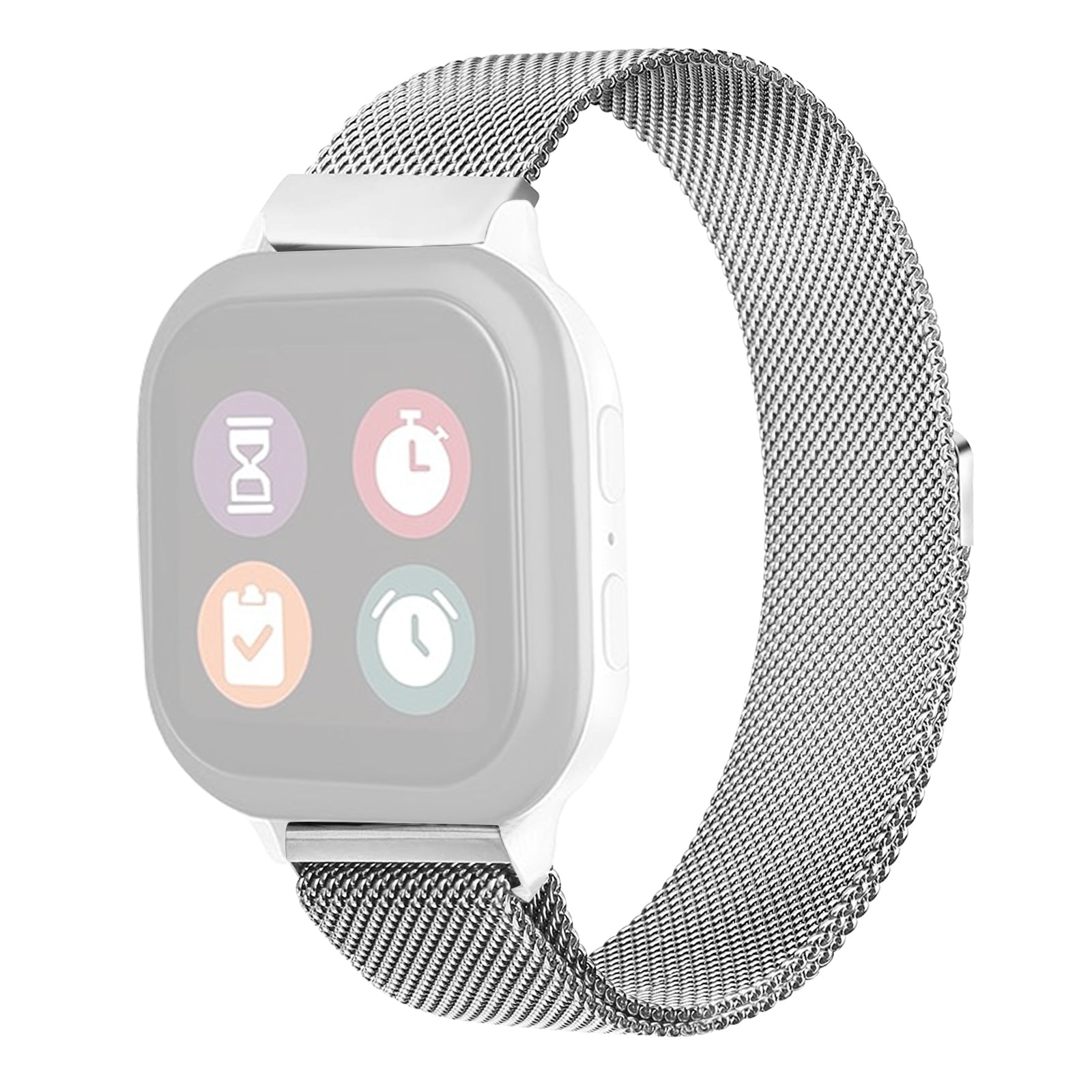 For Verizon GizmoWatch 2 Silver Stainless Steel Magnetic Watch Strap Milanese Mesh Band
