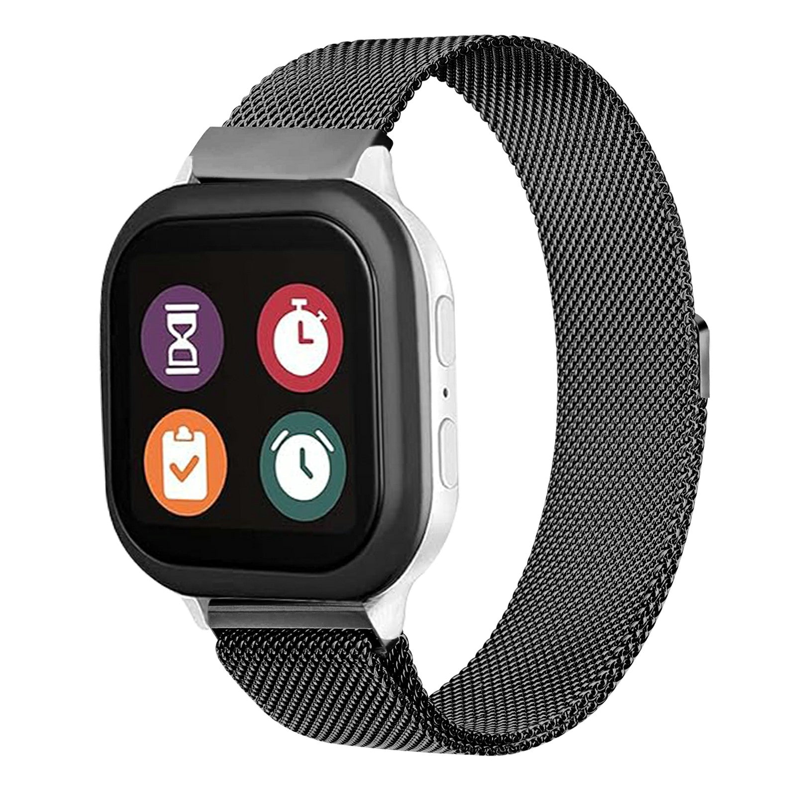 For Verizon Gizmo Watch 1 Easy Adjustment Milanese Mesh Strap Stainless Steel Magnetic Watch Band - Black